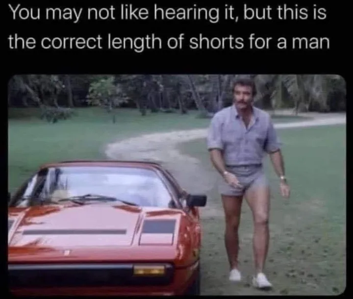 cu masina si text You may not like hearing it, but this is the correct length of shorts for...