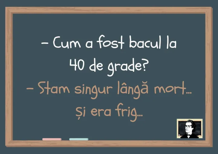 cu text -Cum a fost bacul la 40 de grade? -Stam singur langa mort... Si era frig...
