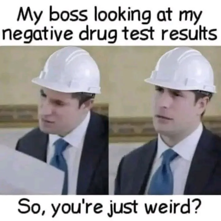 My boss looking at my negative drug test results So, you're just weird?