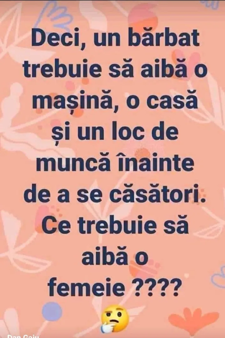 Deci, un barbat trebuie sa aiba o masina, O casa si un loc de munca inainte de a se casator...