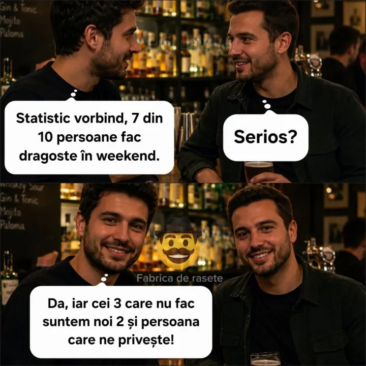 cu unul sau mai multi oameni si text care spune Statistic vorbind, 7 din 10 persoane fac dr...