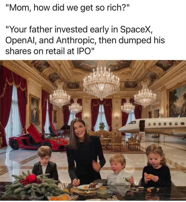 cu Biroul Oval si text care spune Mom, how did we get so rich? Your father invested early i...
