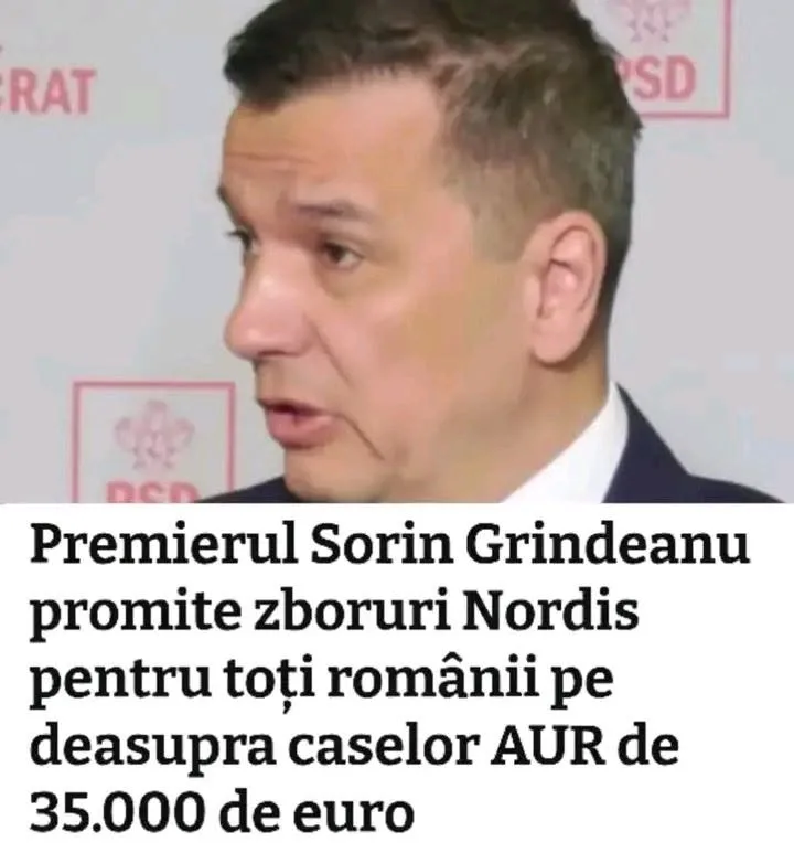 RAT SD Premierul Sorin Grindeanu promite zboruri Nordis pentru toti romanii pe deasupra cas...