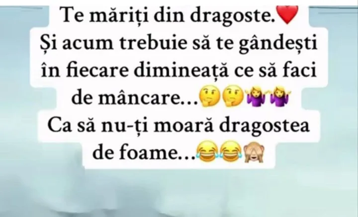 Te mariti din dragoste. Si acum trebuie sa te gandesti in fiecare dimineata ce sa faci de m...