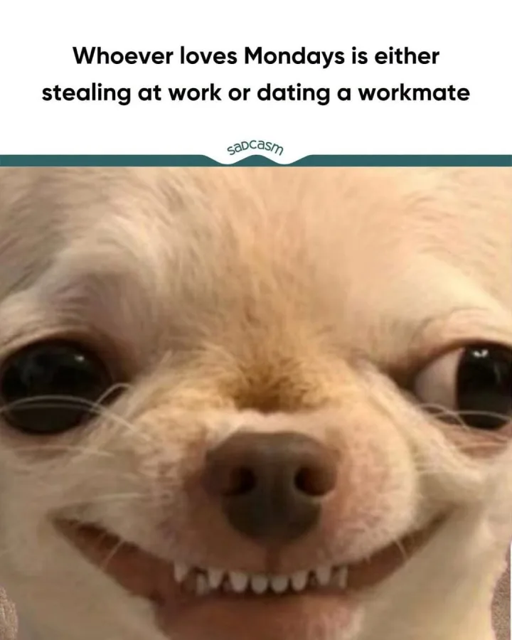 stealing at work or Whoever loves Mondays is either a workmate dating saDcasm