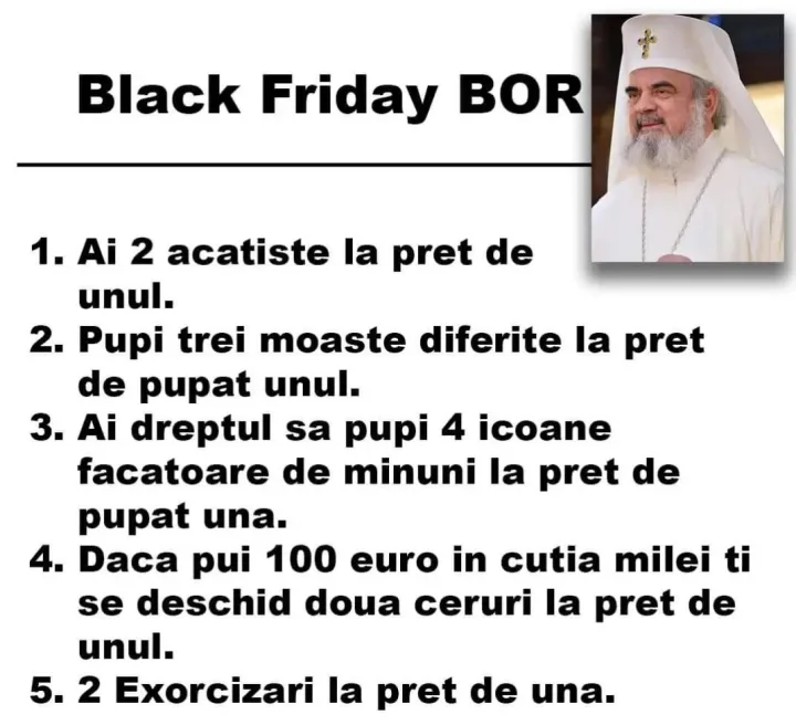 Black Friday 1. Ai 2 acatiste la pret de unul. 2. Pupi trei moaste diferite la la pret de p...