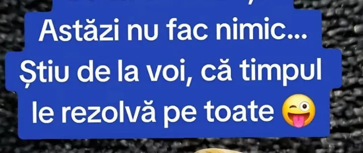 Astazi nu fac nimic... Stiu de la voi, ca timpul le rezolva pe toate