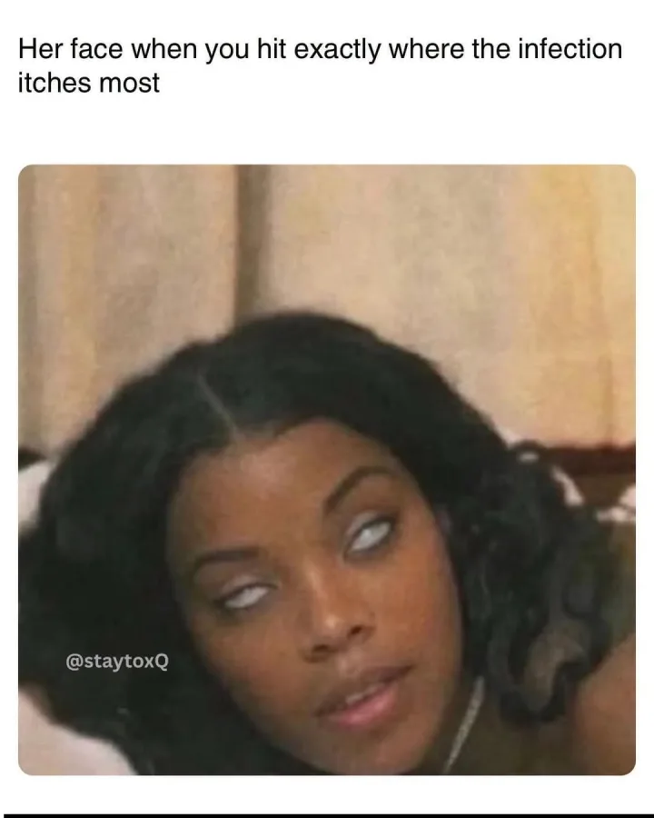 Her face when you hit exactly where the infection itches most @staytoxQ
