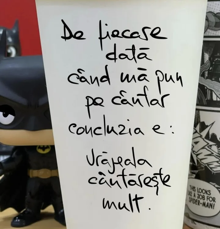 cu cafea, ceasca de cafea si text care spune De fiecese datà cand mà pun po cantar concluzi...
